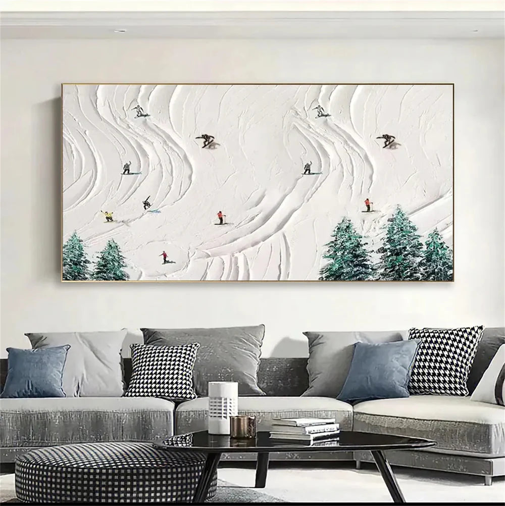 Skiing Sport Textured Wall Art #MS025