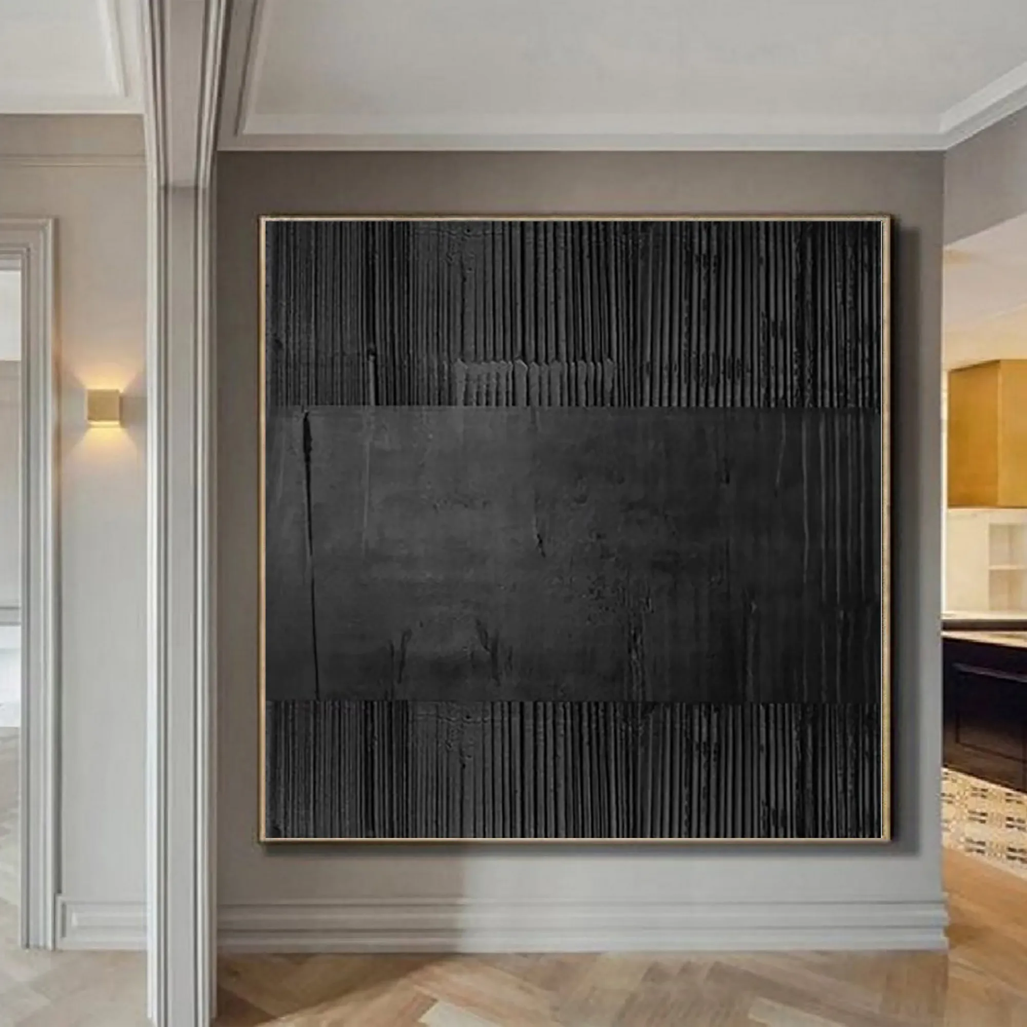 Black Minimalist Textured Canvas #MT060