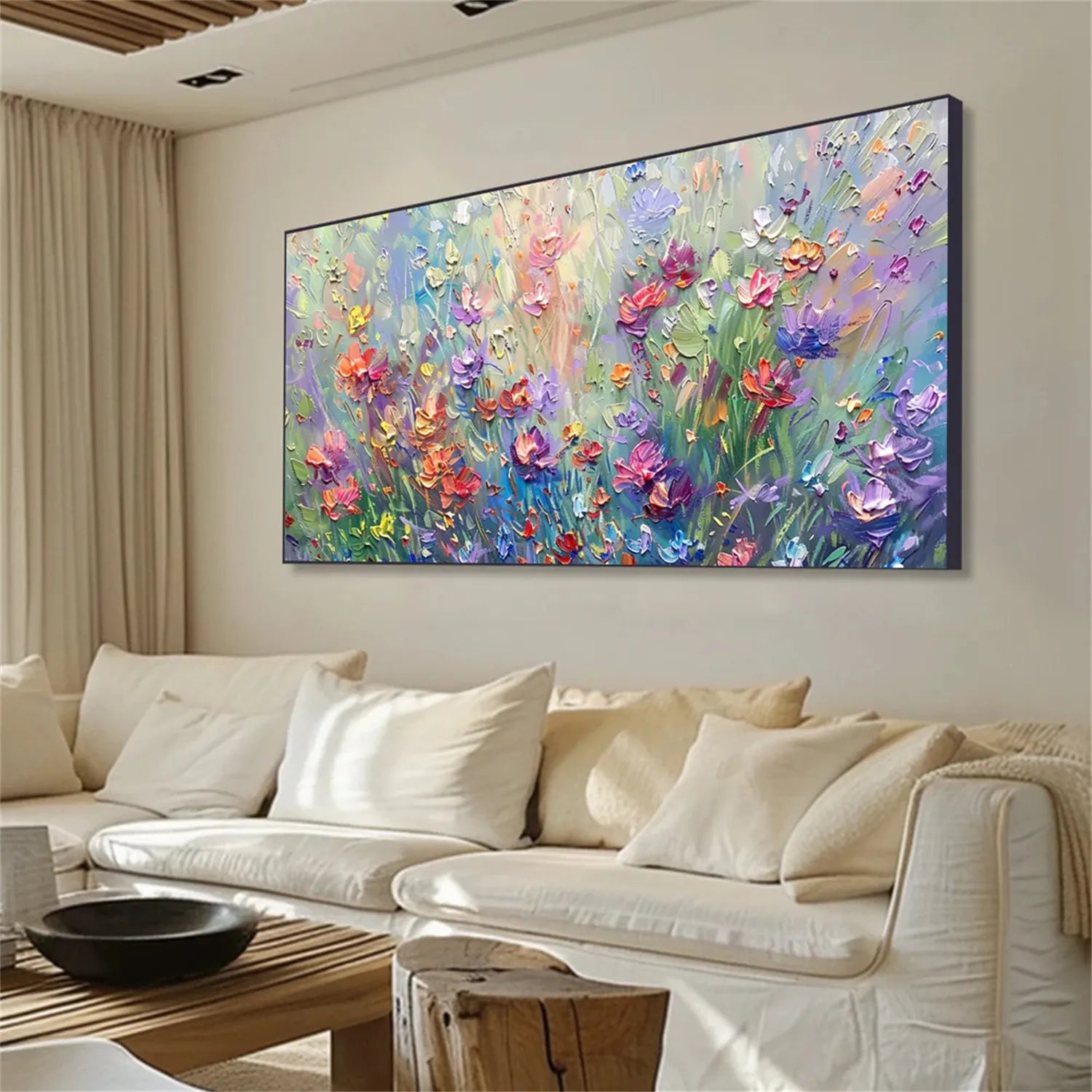 Colorful Flower Textured Painting Canvas #FP012