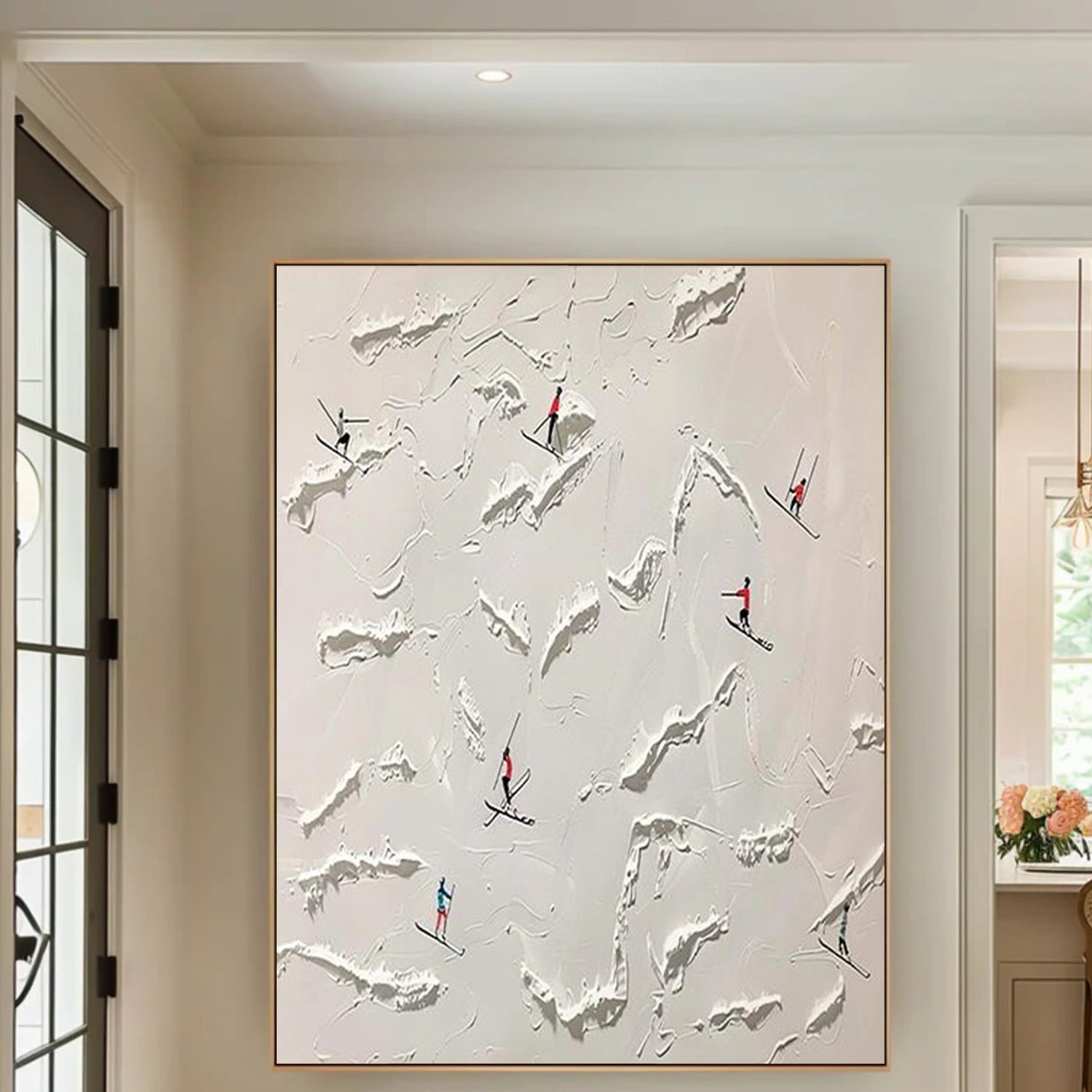 Skiing Sport Textured Wall Art #MS087