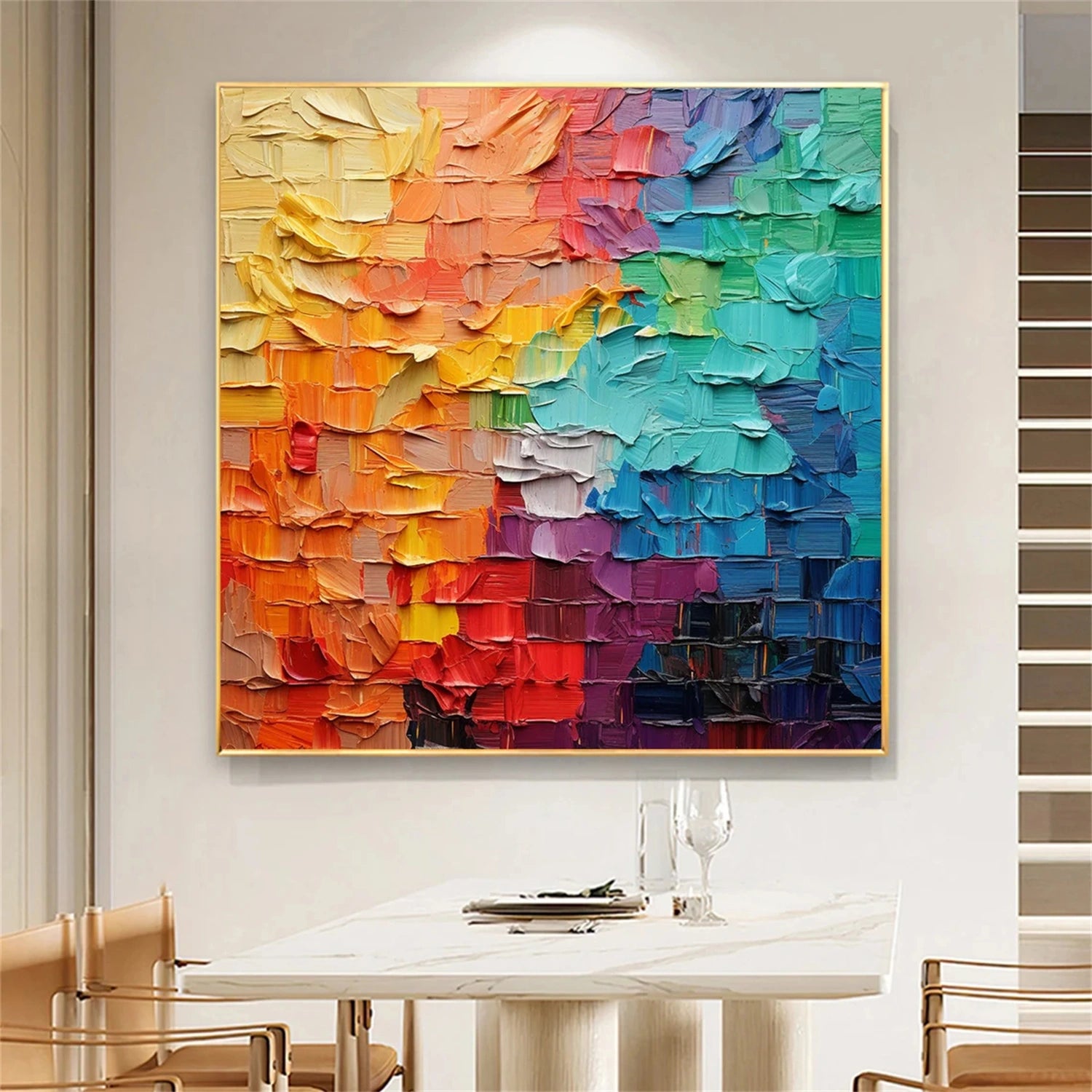 Colorful Abstract Textured Painting Canvas #AT076