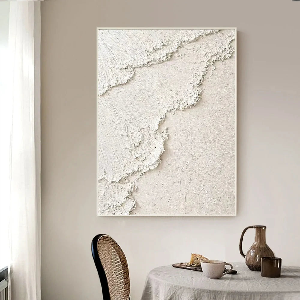 White Minimalist Textured Canvas #MT070