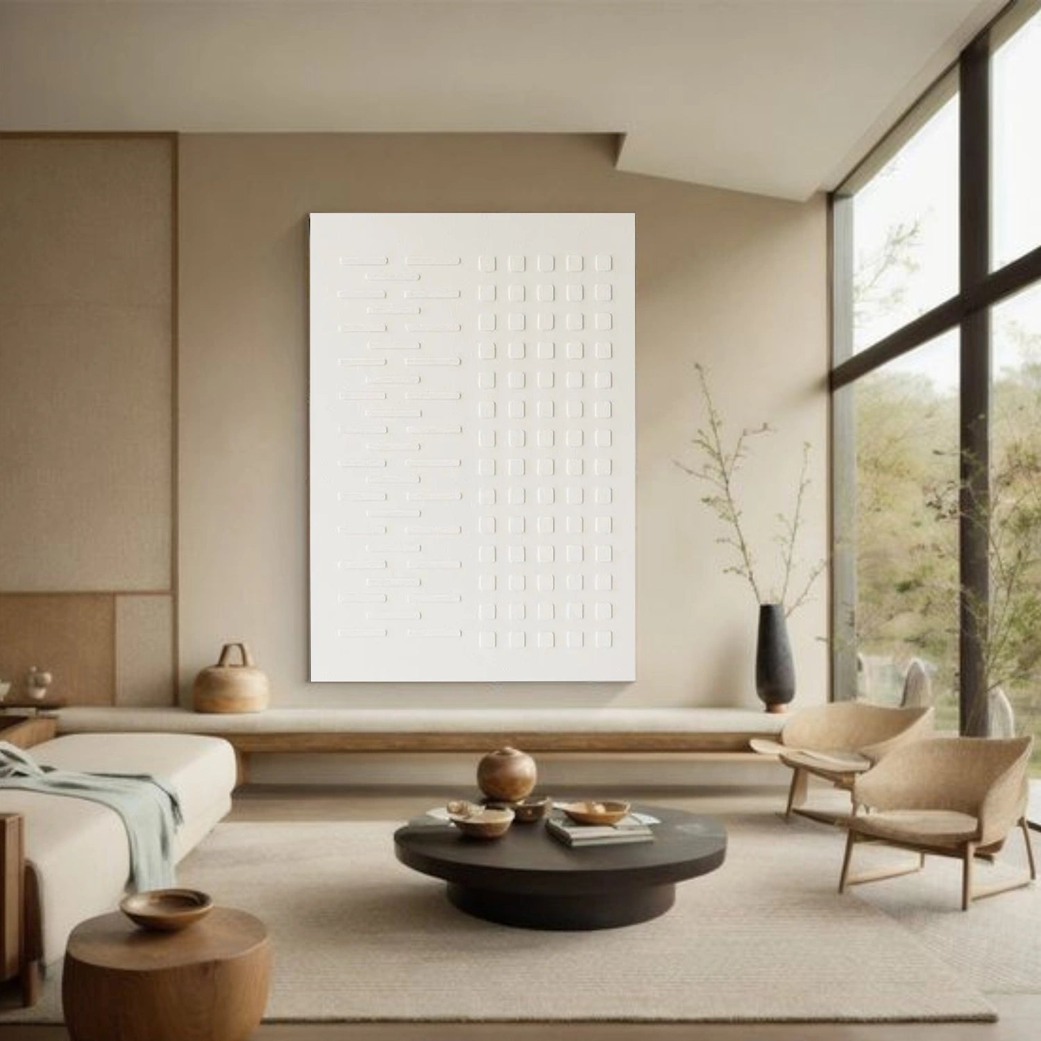 White Minimalist Textured Canvas Art #MT190