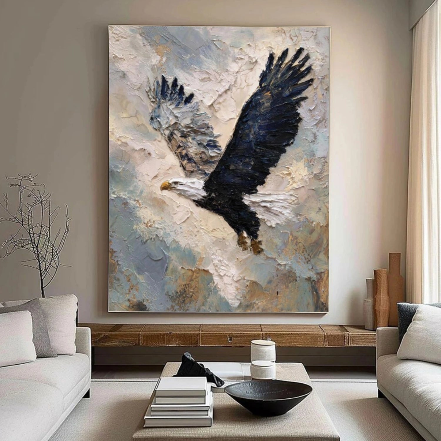 Abstract Animal Bald Eagle Textured Wall Art #AC063