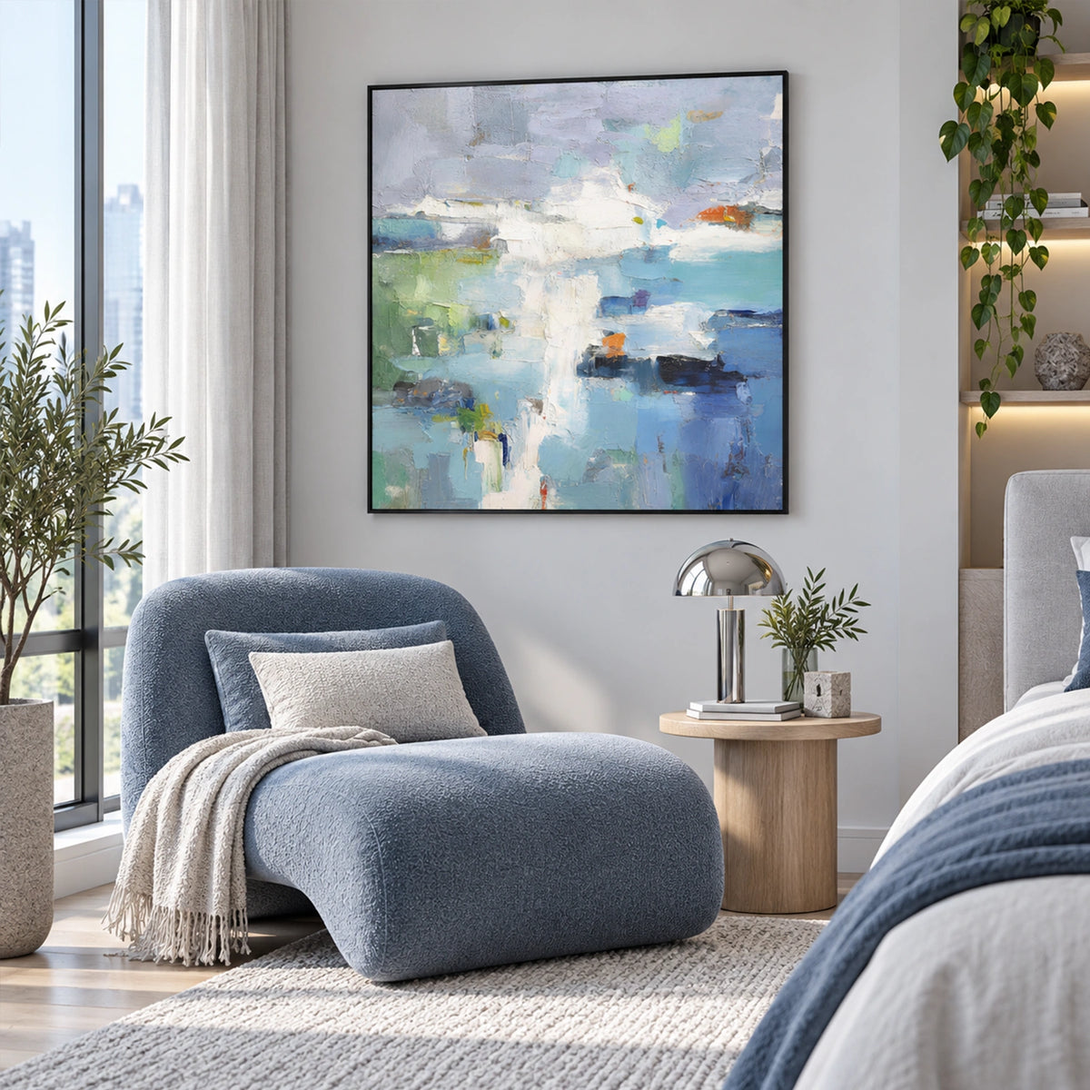 Blue Abstract Textured Wall Art #AT187