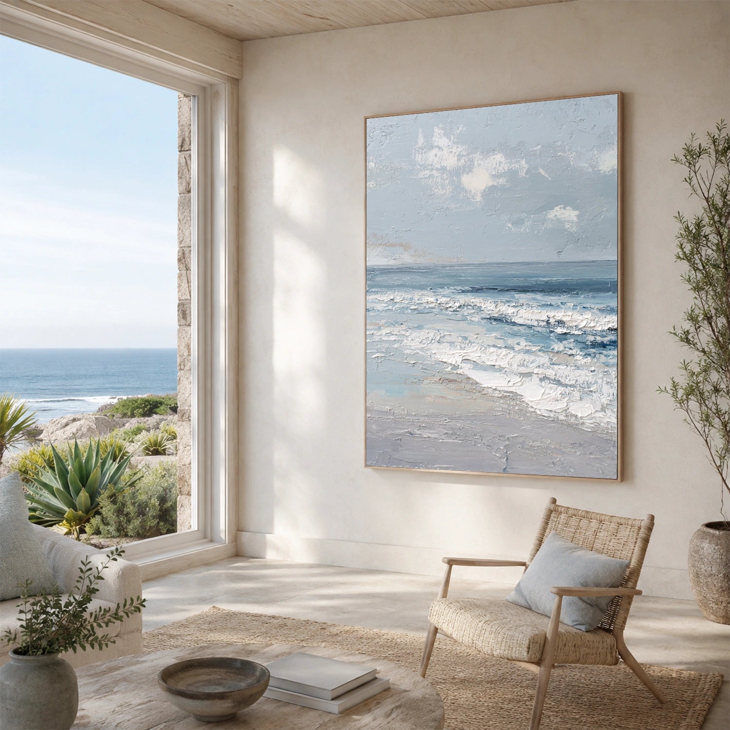 Ocean And Sky Abstract Textured Wall Art #OS187