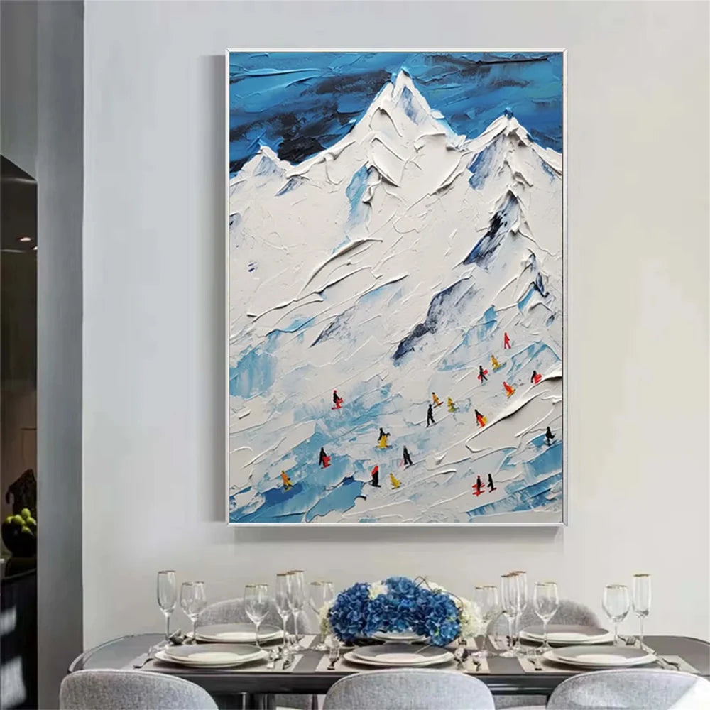 Skiing Sport Textured Wall Art #MS022