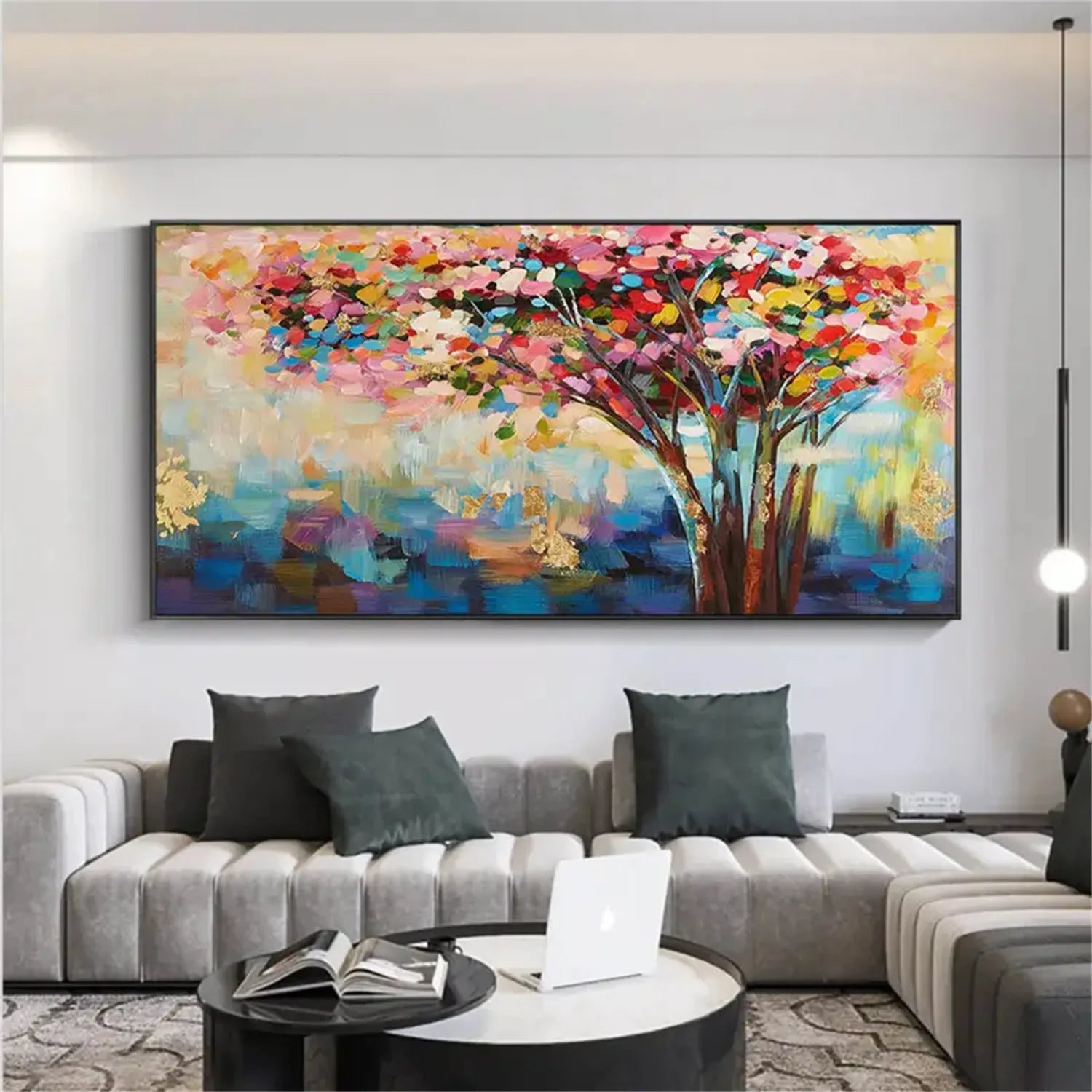 Colorful Tree Textured Painting Canvas #TP009