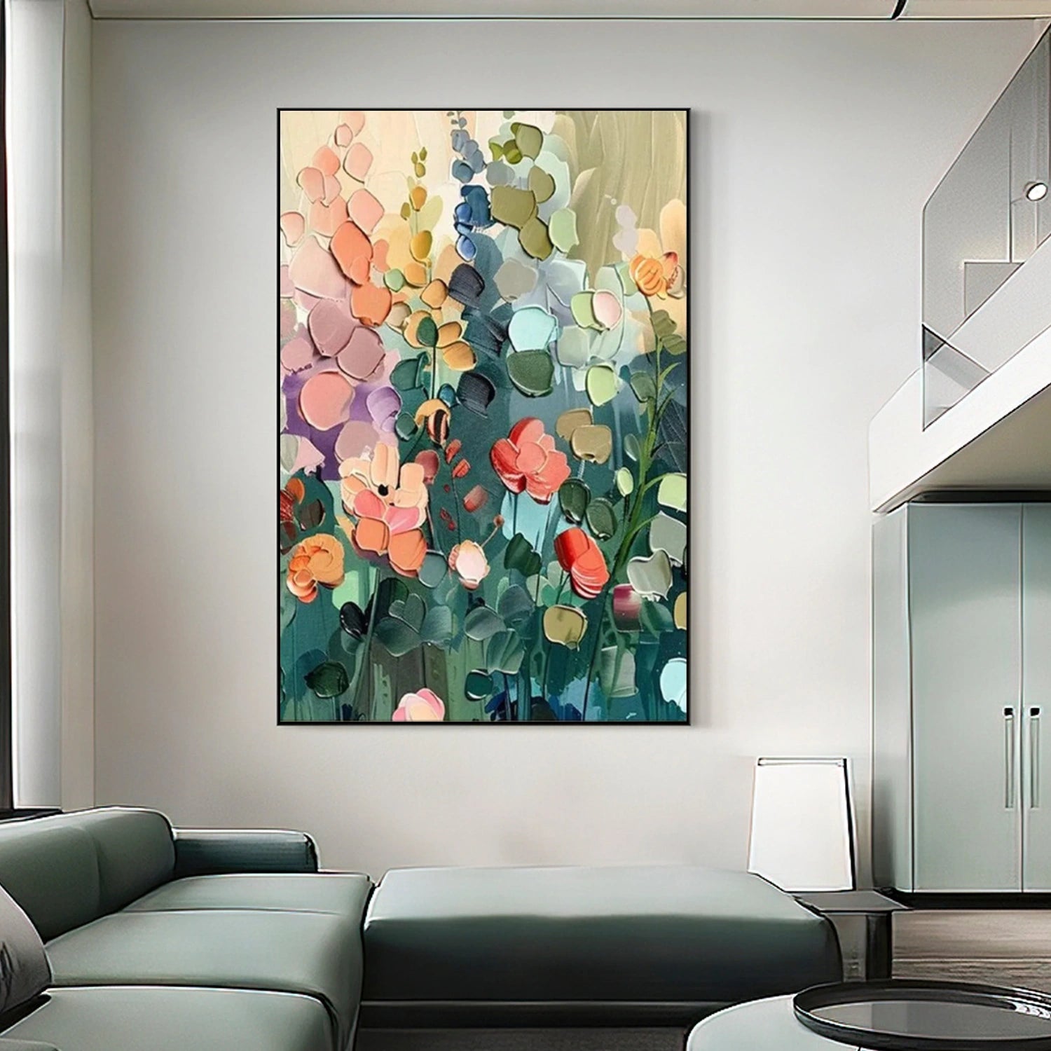 Flower And Tree Textured Painting Canvas #FT011