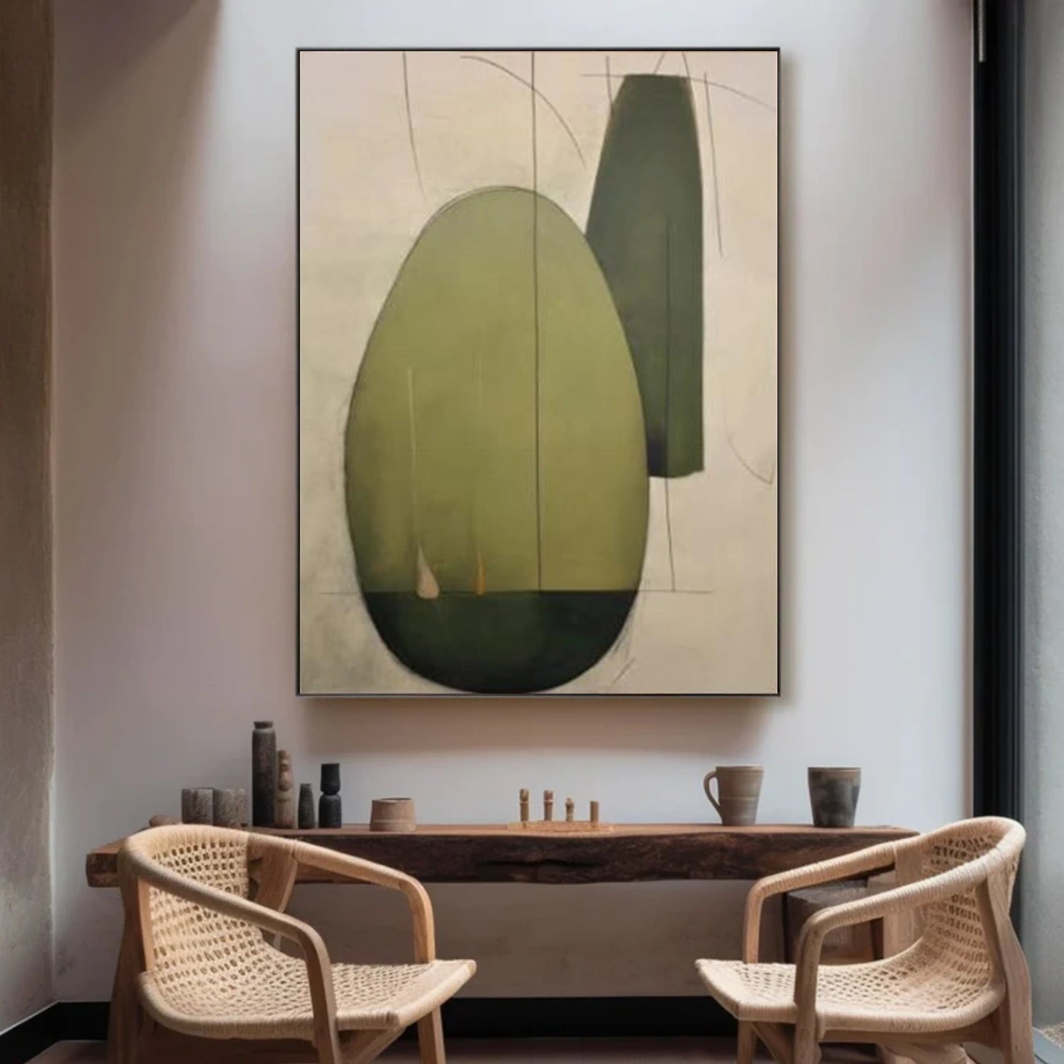 Green Abstract Canvas Wall Art #AP356