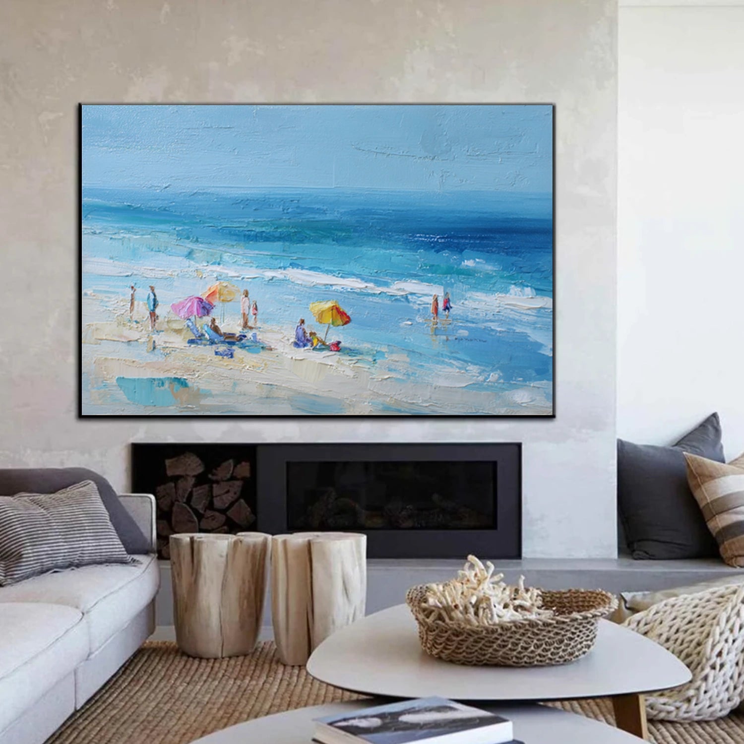 Ocean And Sky Abstract Textured Wall Art #OS153