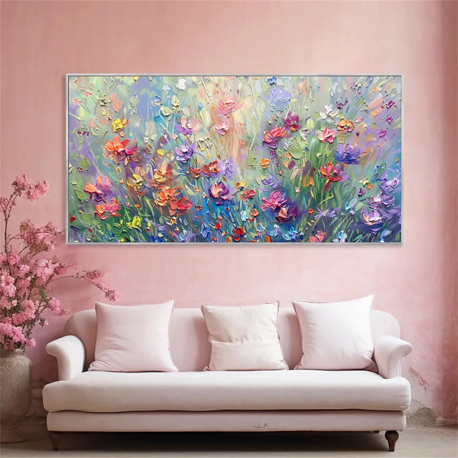 Colorful Flower Textured Painting Canvas #FP012