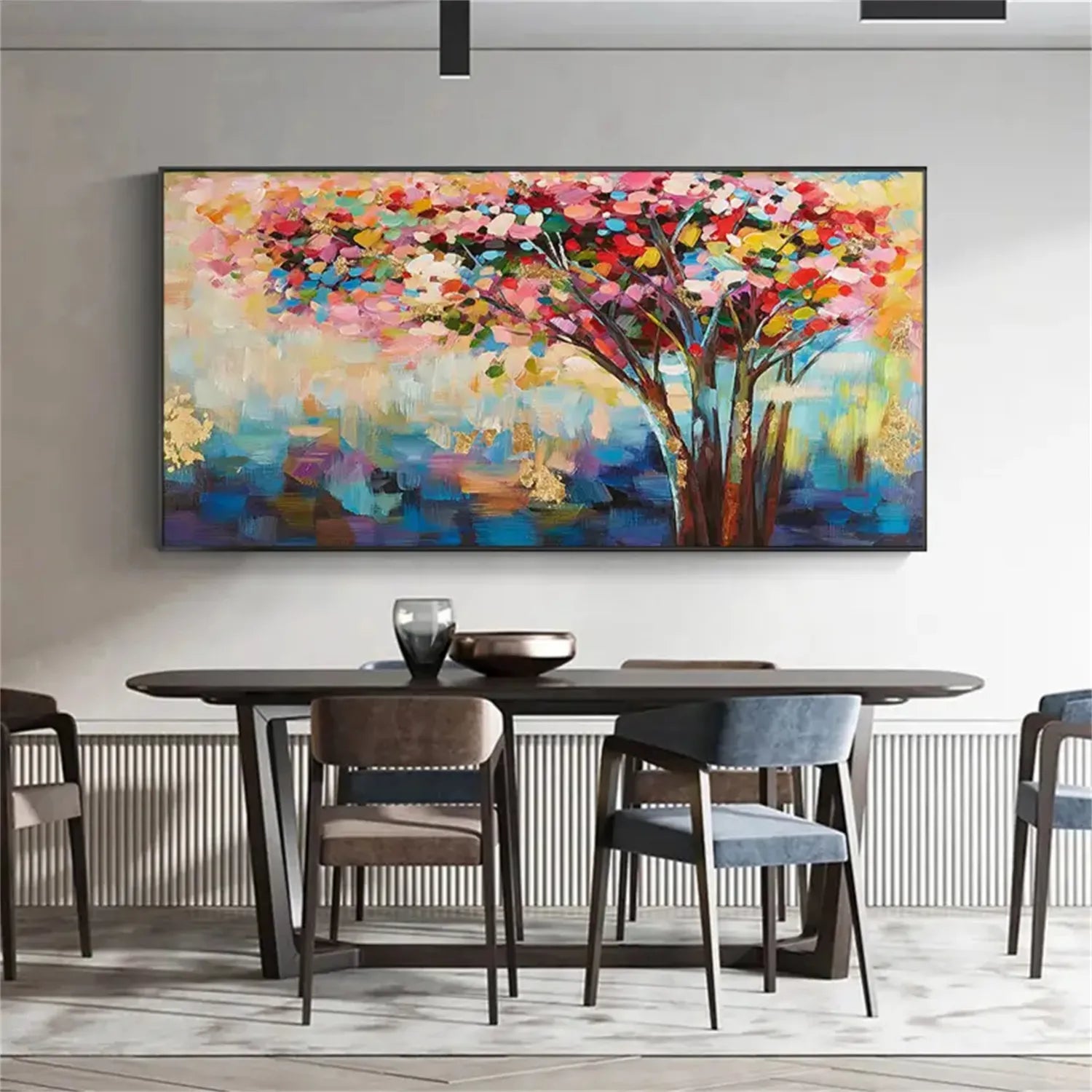 Colorful Tree Textured Painting Canvas #TP009