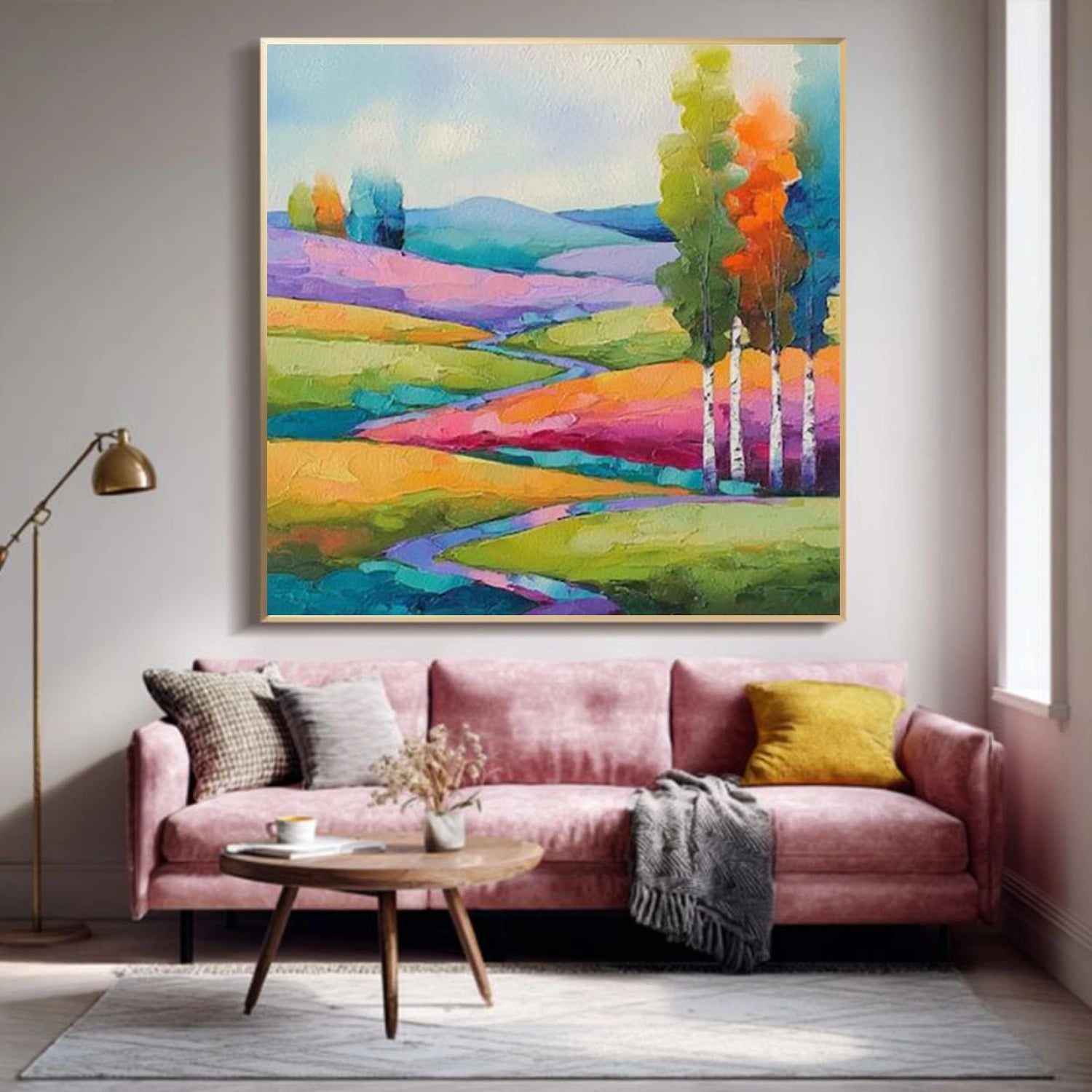 Colorful Abstract Mountain Canvas Art #MO043