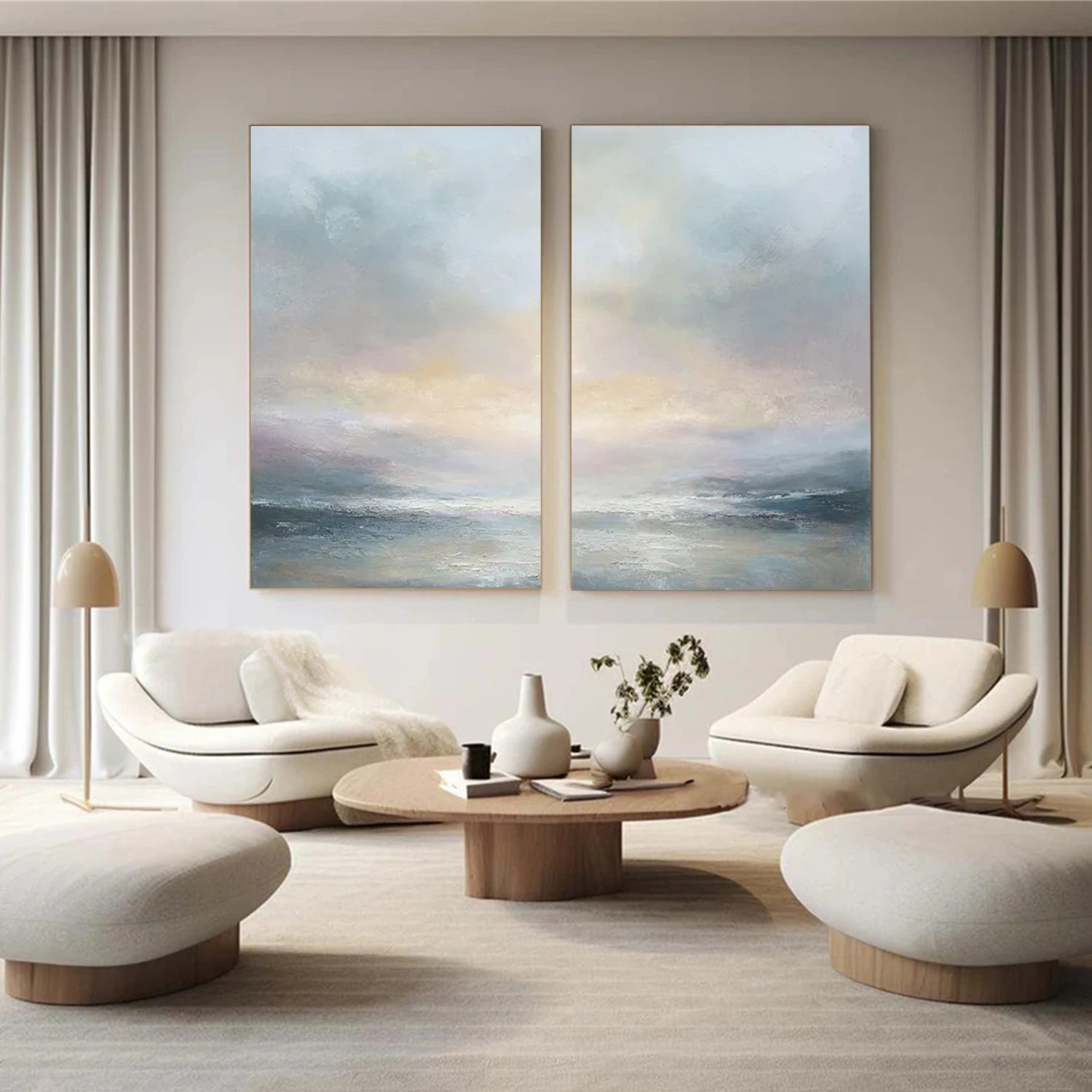 Ocean And Sky Abstract Wall Art Set of 2 #OS076