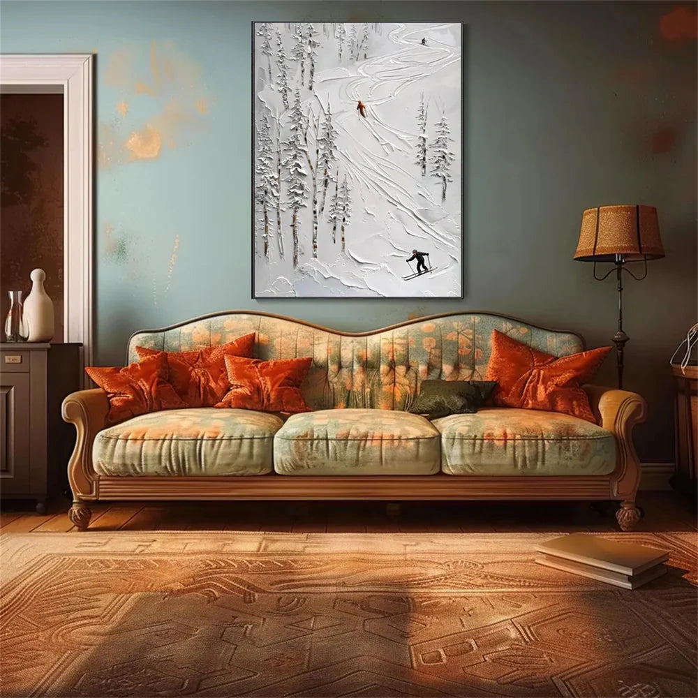 Skiing Sport Textured Wall Art #MS039
