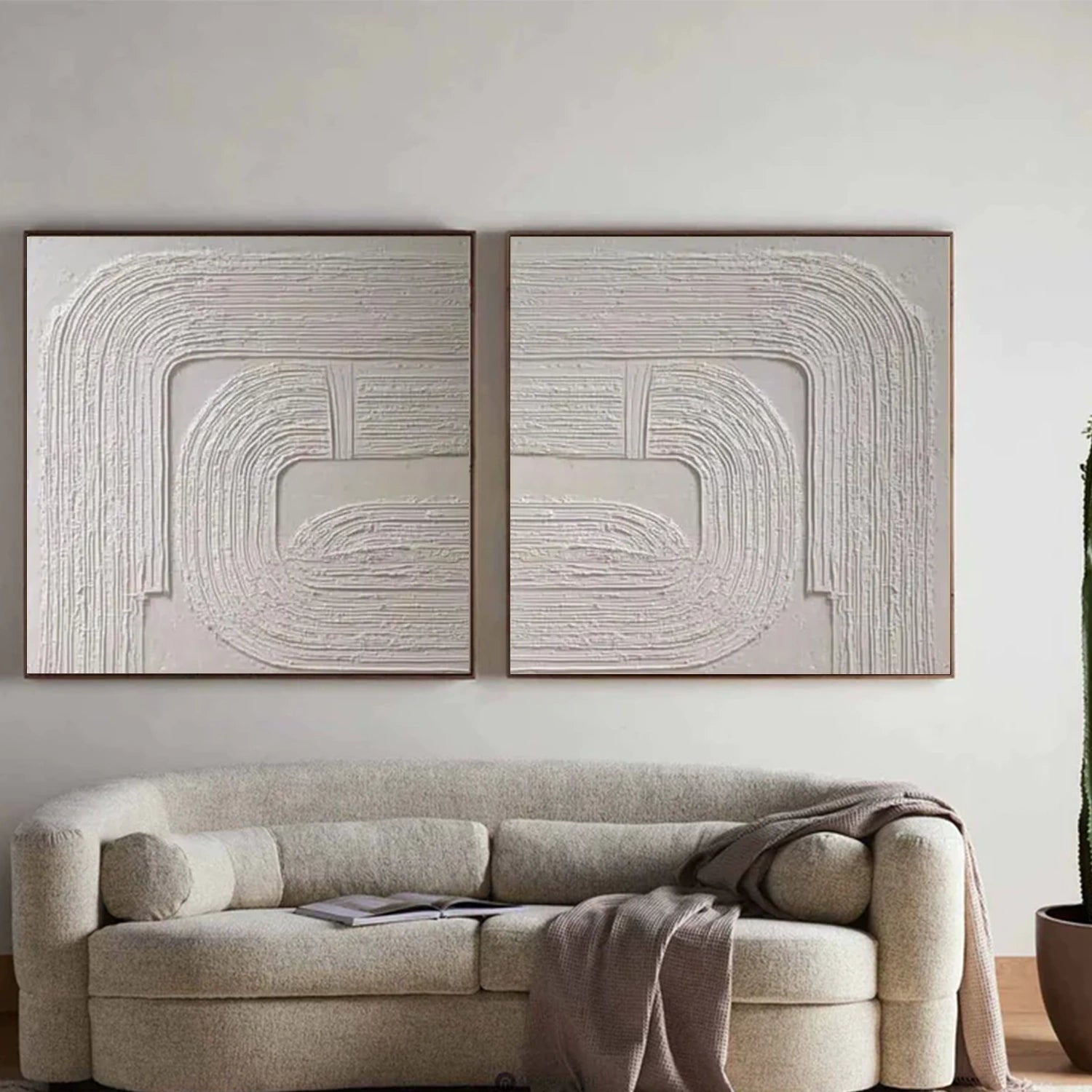 White Abstract Textured  Wall Art Set of 2 #AT114