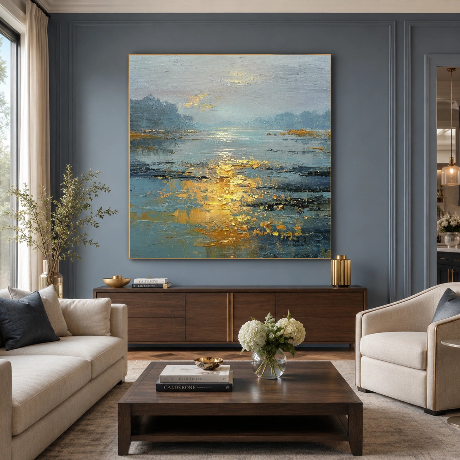 Ocean And Sky Abstract Textured Wall Art #OS180