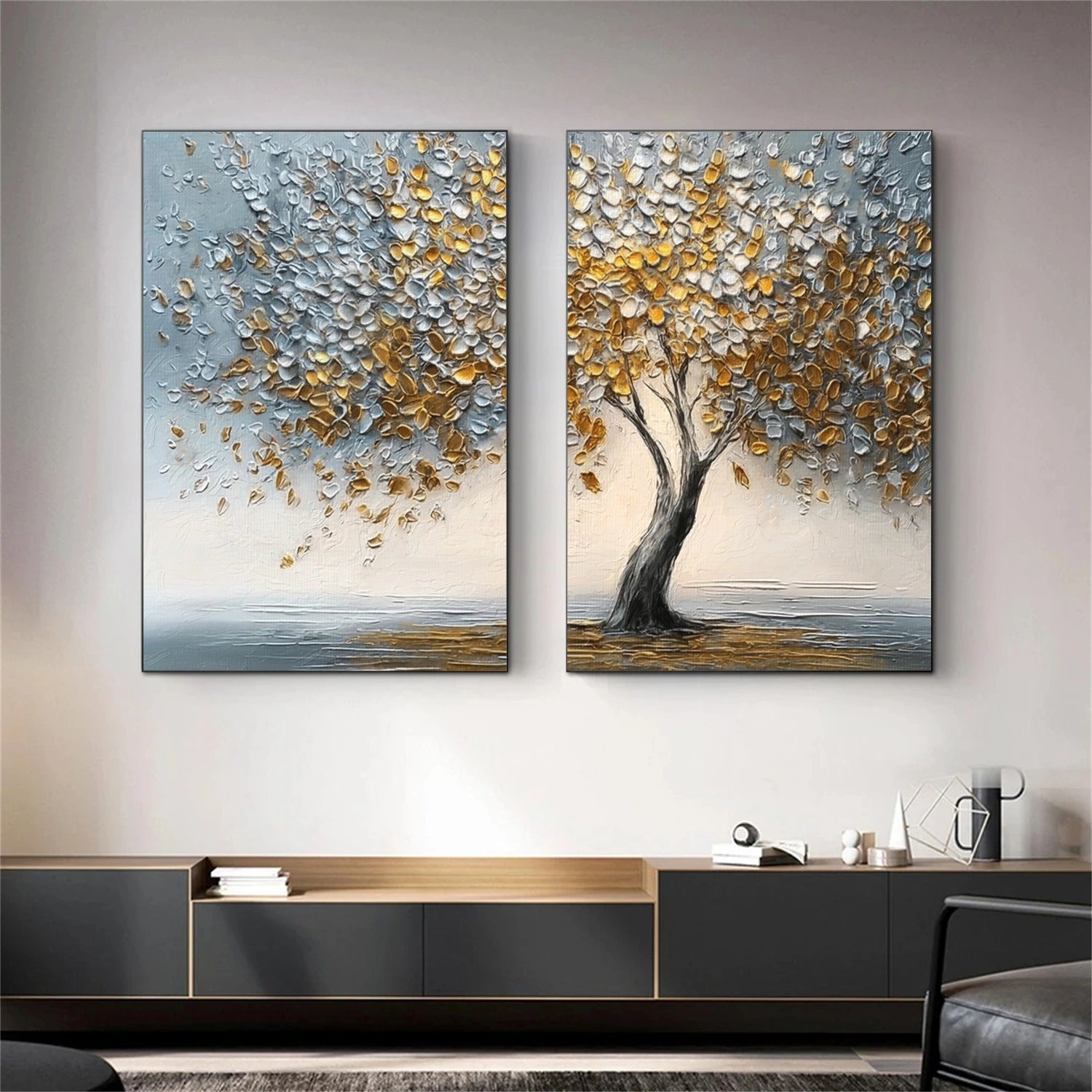 Tree Abstract Textured Wall Art Set of 2 #TP066