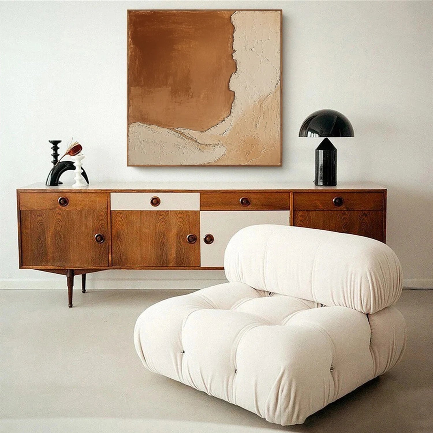 Beige and Brown Minimalist Textured Canvas Art #MT139