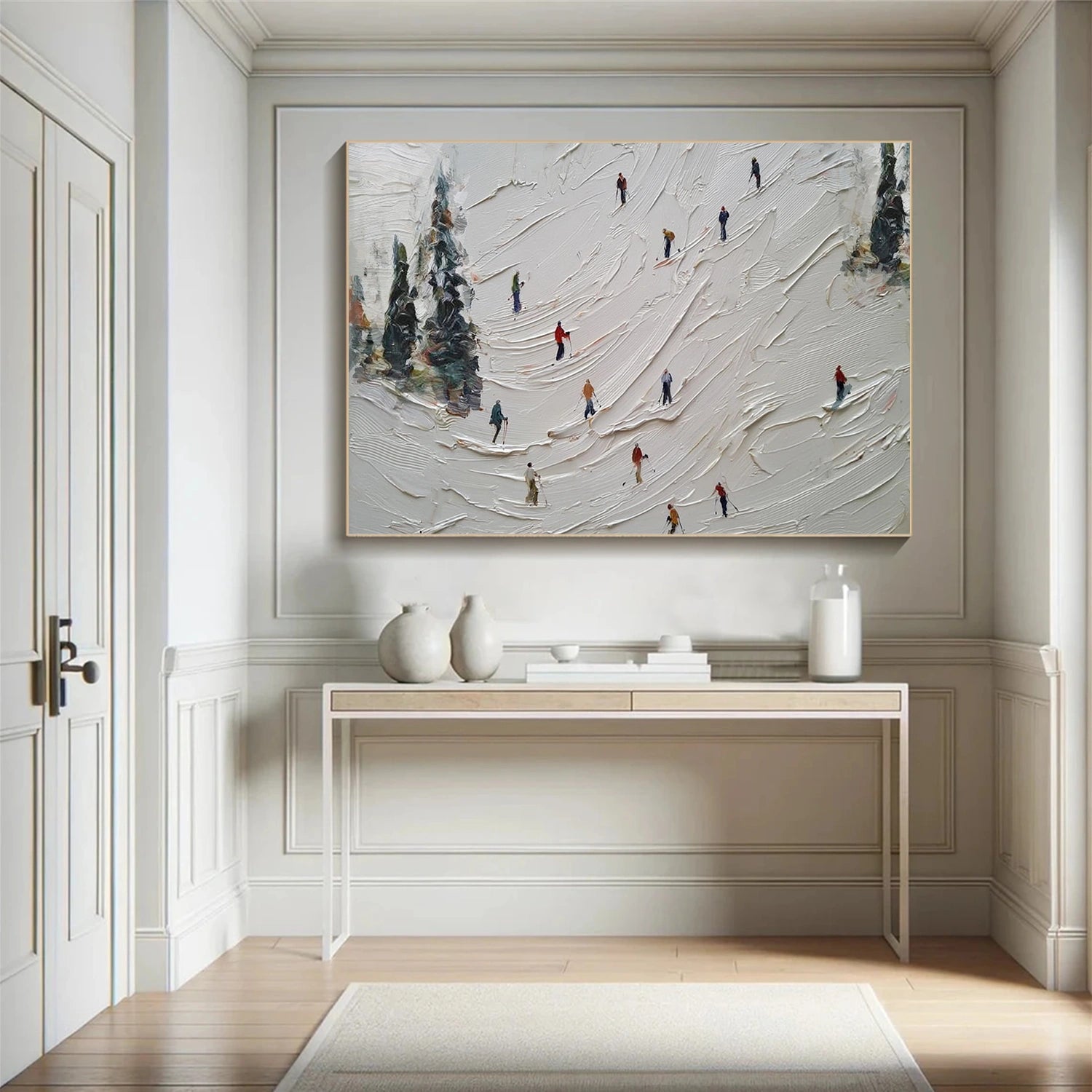 Skiing Sport Textured Wall Art #MS078