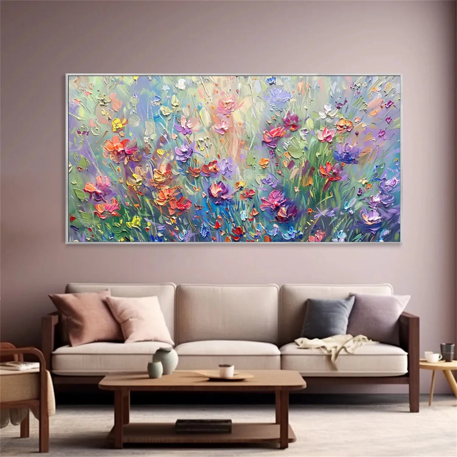 Colorful Flower Textured Painting Canvas #FP012