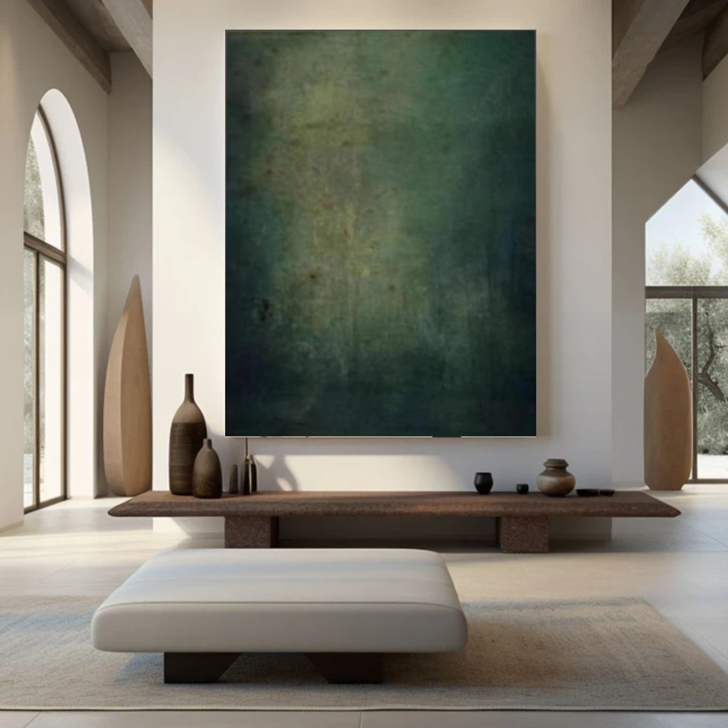 Green Abstract Canvas Wall Art #AP358