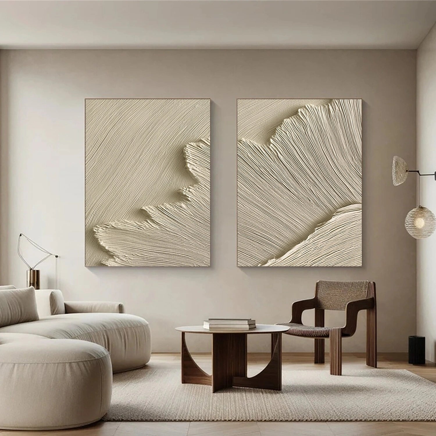 Beige Ocean Minimalist Textured Wall Art #OP053