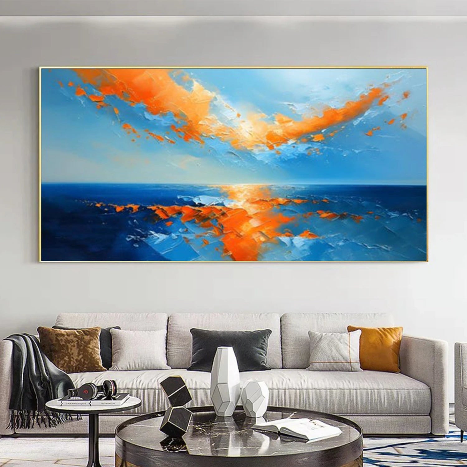 Ocean And Sky Abstract Textured Wall Art #OS128