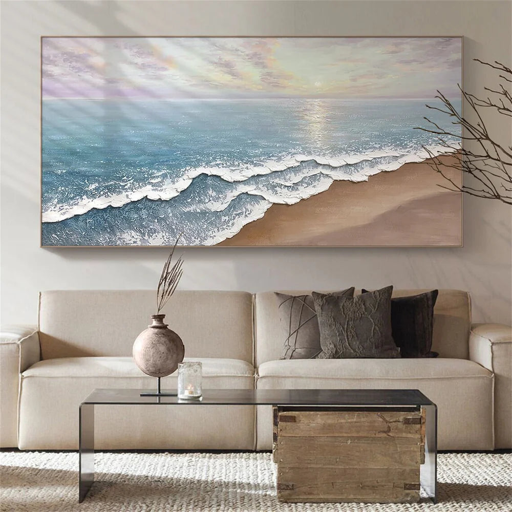 Colorful Ocean And Sky Textured Painting Canvas #OS007