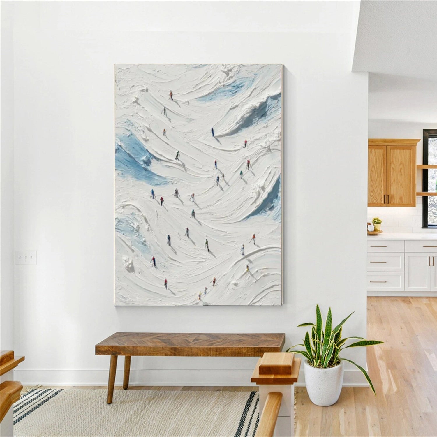 Skiing Sport Textured Wall Art #MS042