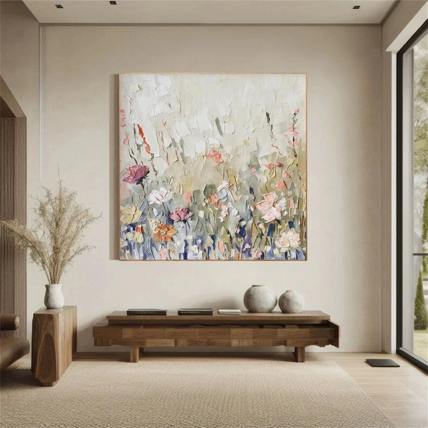 Colorful Flower Abstract Textured Wall Art #FP136