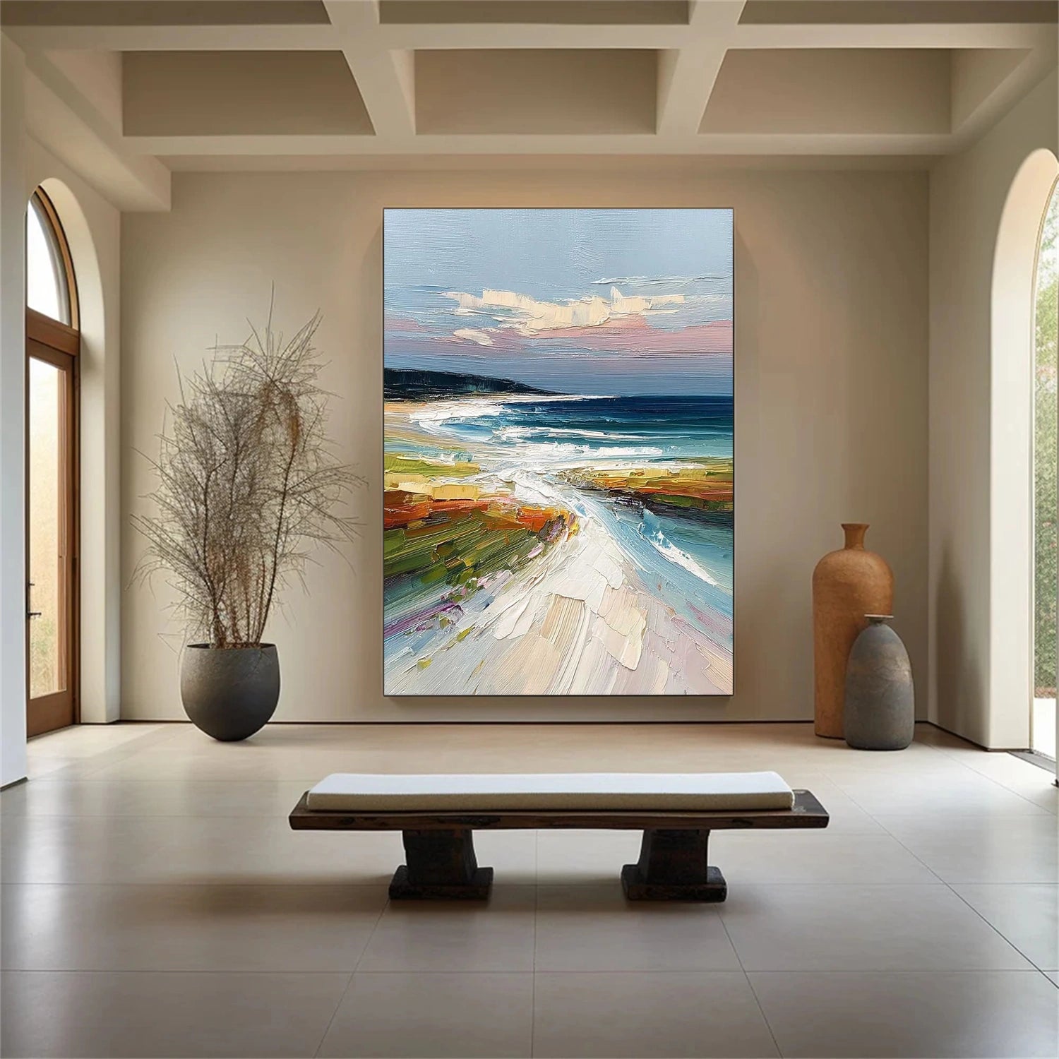 Colorful Ocean And Sky Abstract Textured Wall Art #OS150