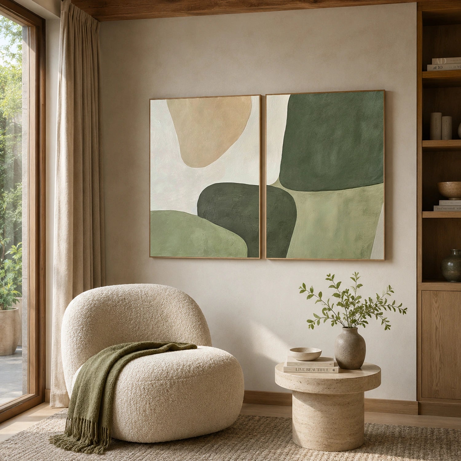 Green Minimalist Canvas Art Set of 2 #MT218