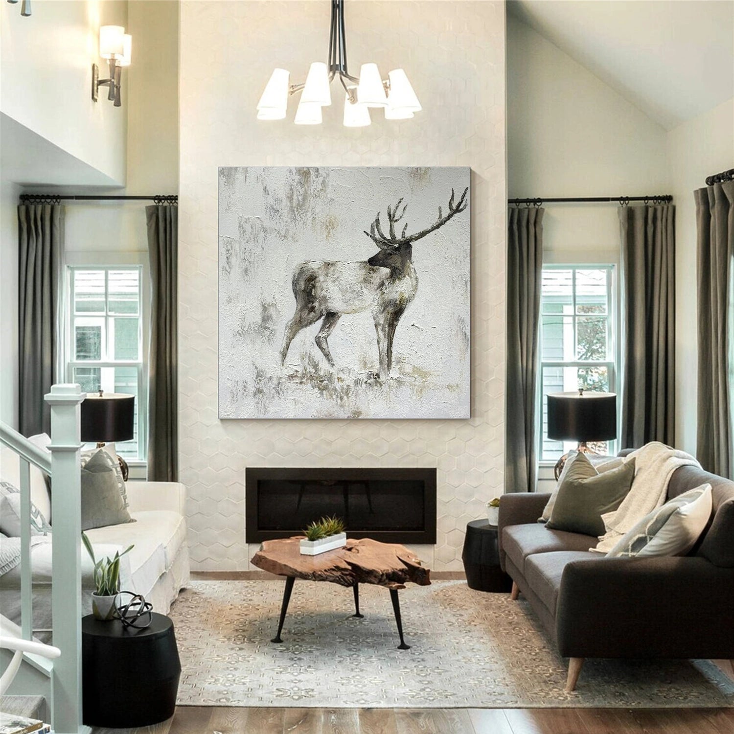 Abstract Animal Cervus elaphus Wall Art #AC053