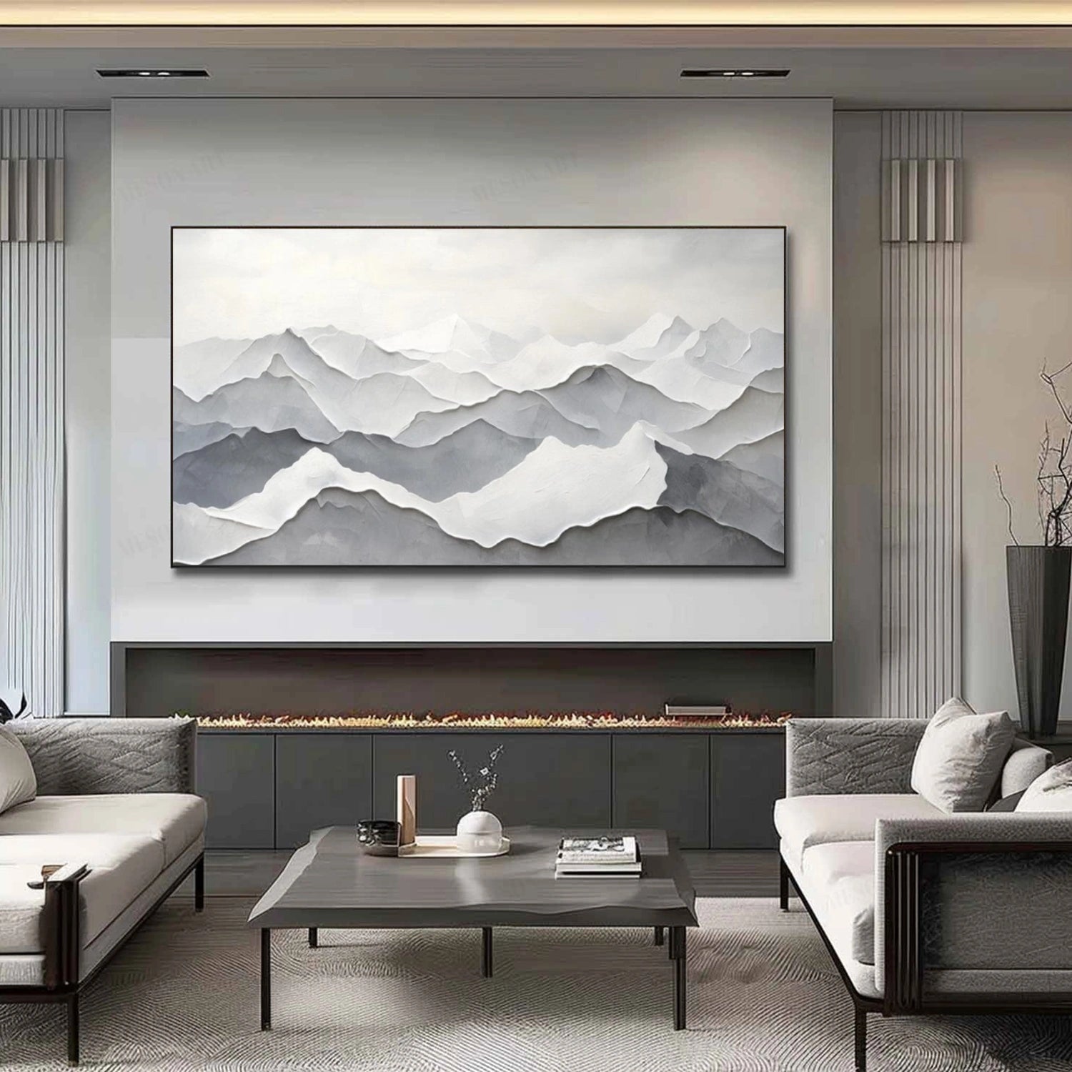 Minimalist Mountain Textured Canvas Art #MO051