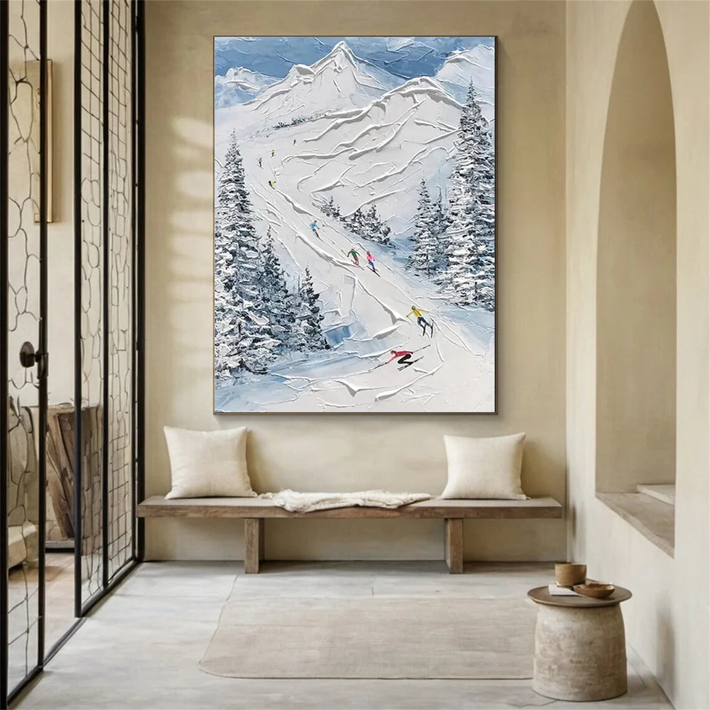 Skiing Sport Textured Wall Art #MS021