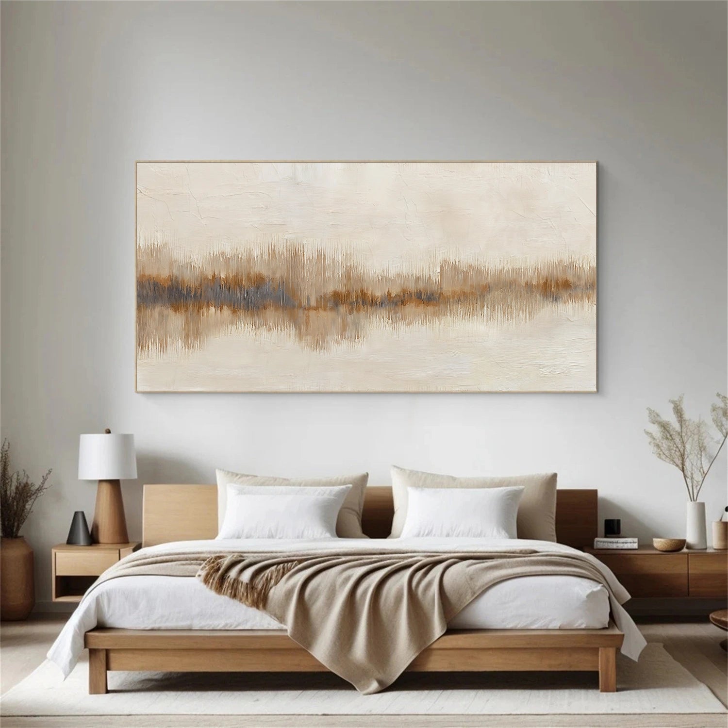 Beige and Brown Abstract Canvas Wall Art #AP316
