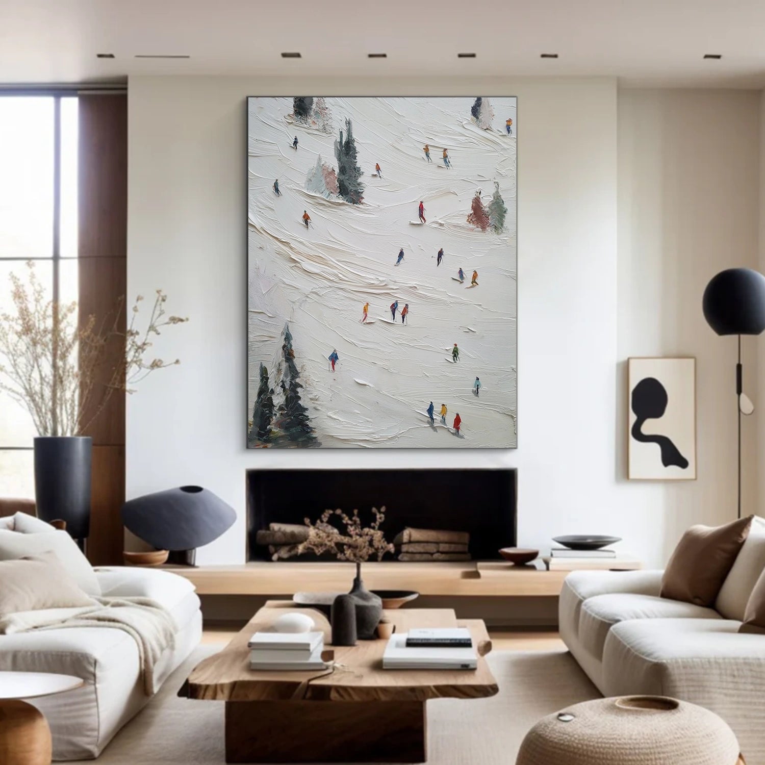 Skiing Sport Textured Wall Art #MS086