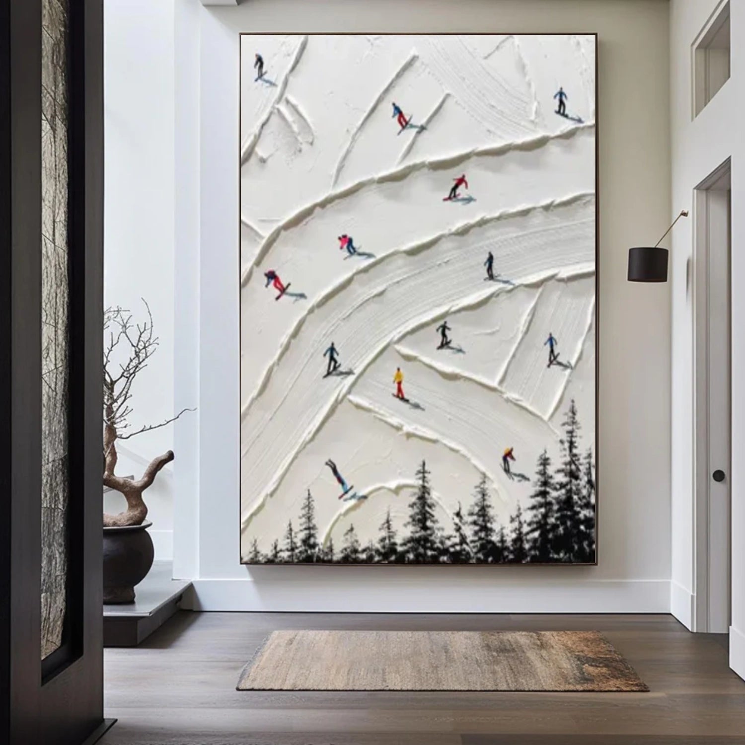 Skiing Sport Textured Wall Art #MS067