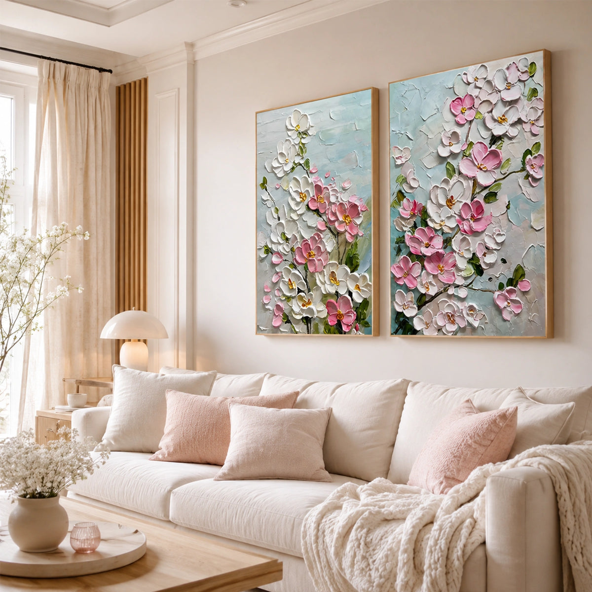 Flower Abstract Textured Wall Art Set of 2 #FP212