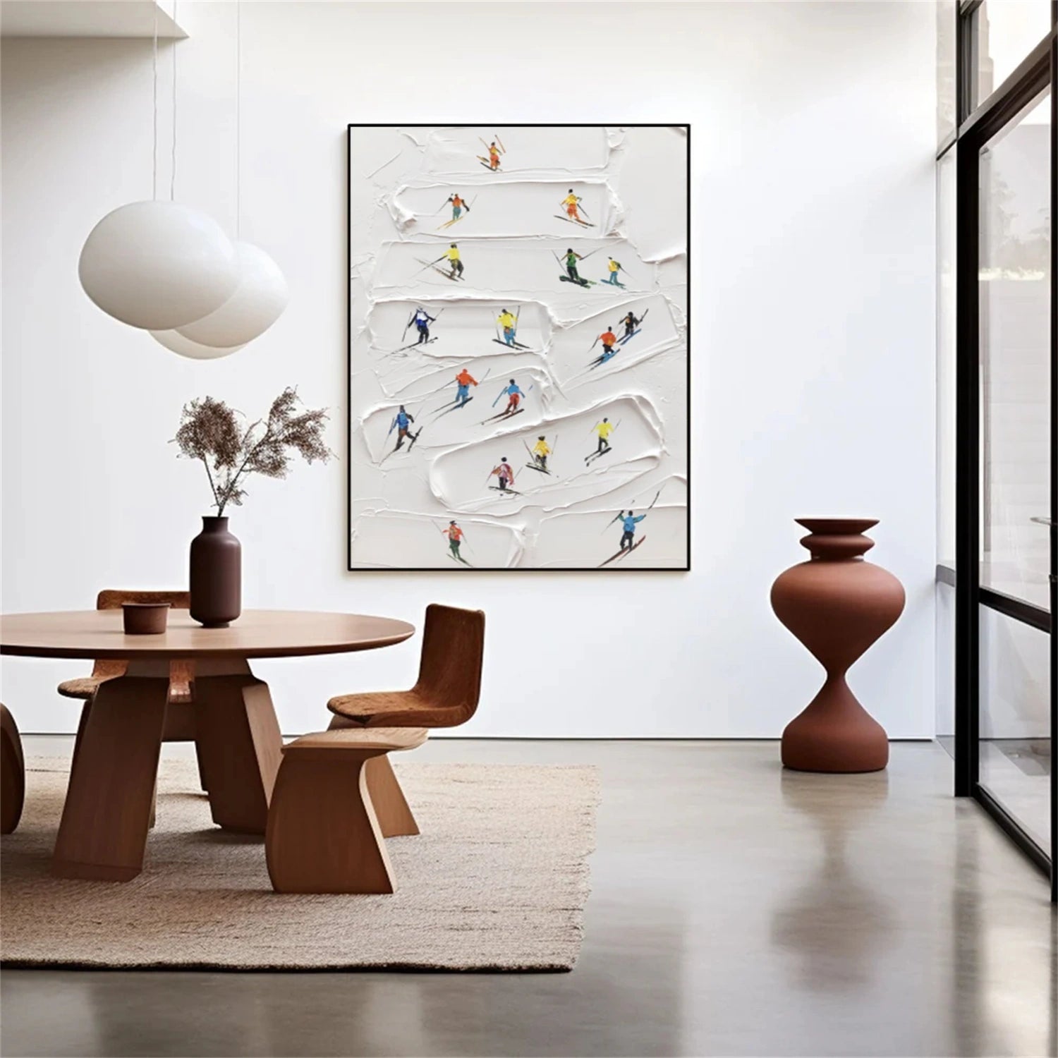 Skiing Sport Textured Wall Art #MS064