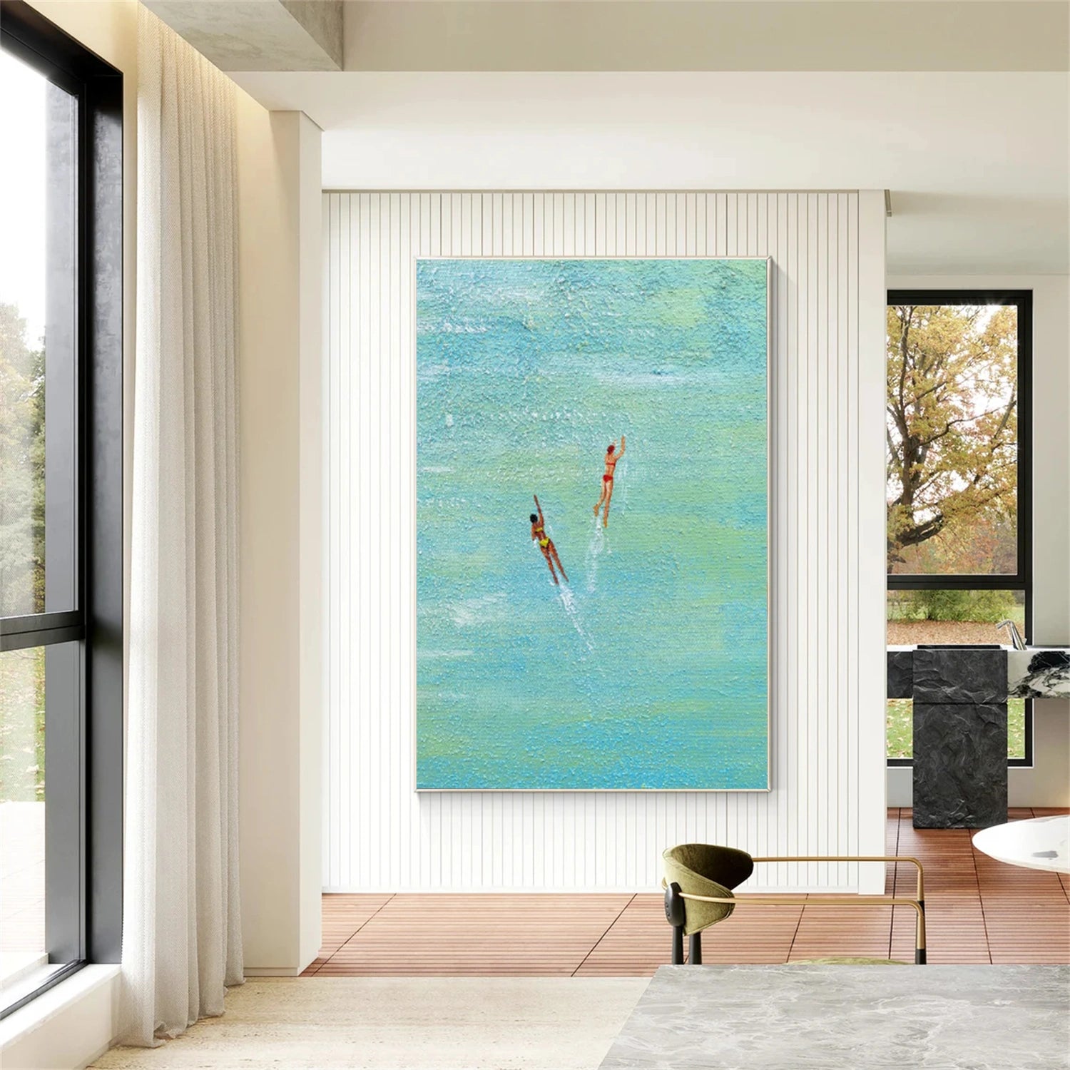 Swimming Sport Textured Wall Art #MS095