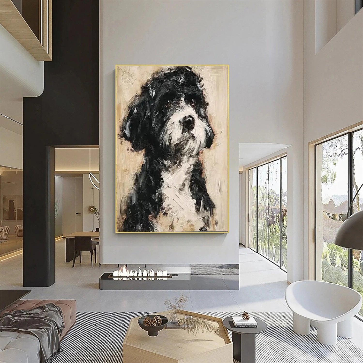Abstract Animal Dog Textured Wall Art #AC098