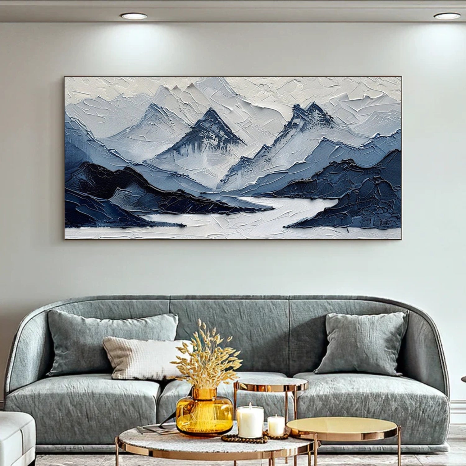 Abstract Mountain Textured Canvas Art #MO053