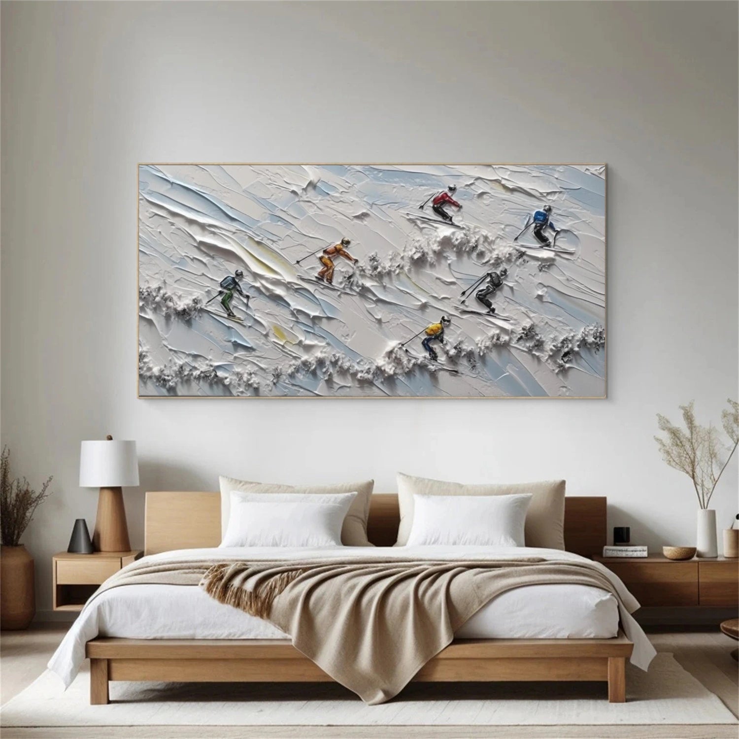 Skiing Sport Textured Wall Art #MS061