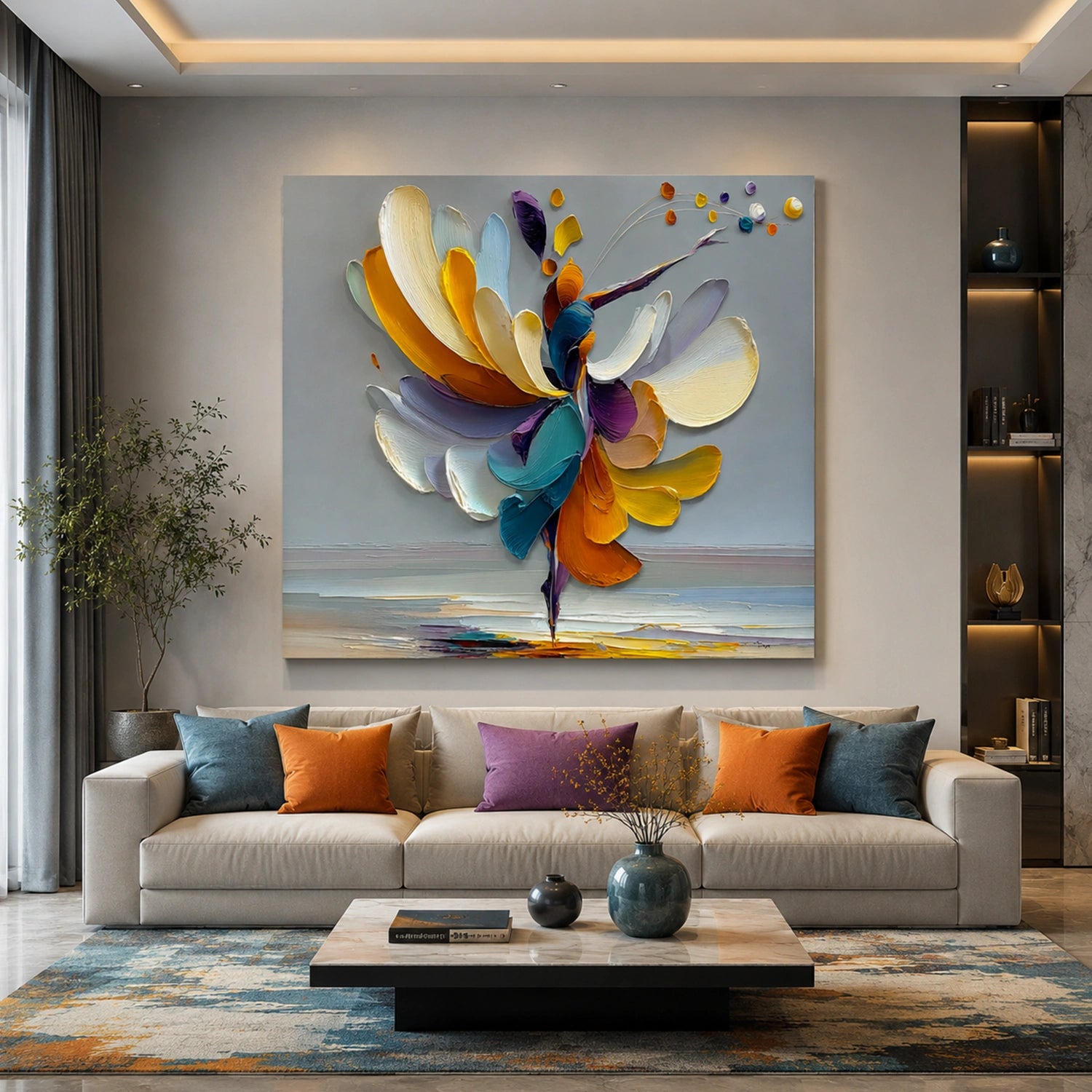 Abstract Portrait Textured Canvas Art #AE147