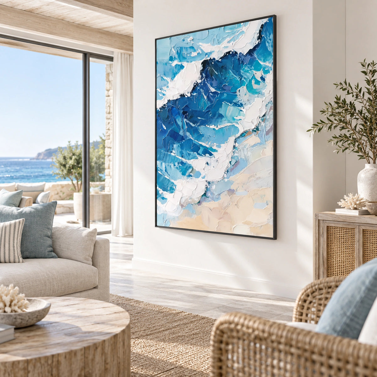 Ocean And Sky Abstract Textured Wall Art #OS220
