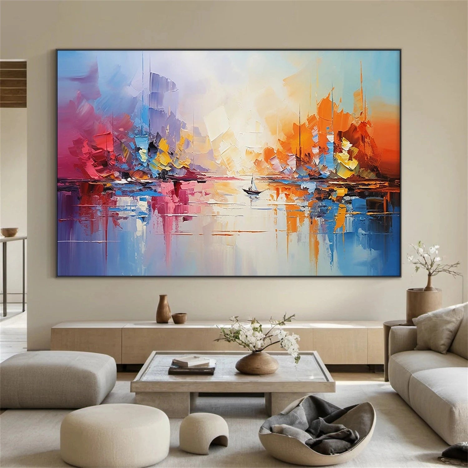 Colorful Abstract Textured Painting Canvas #AT085