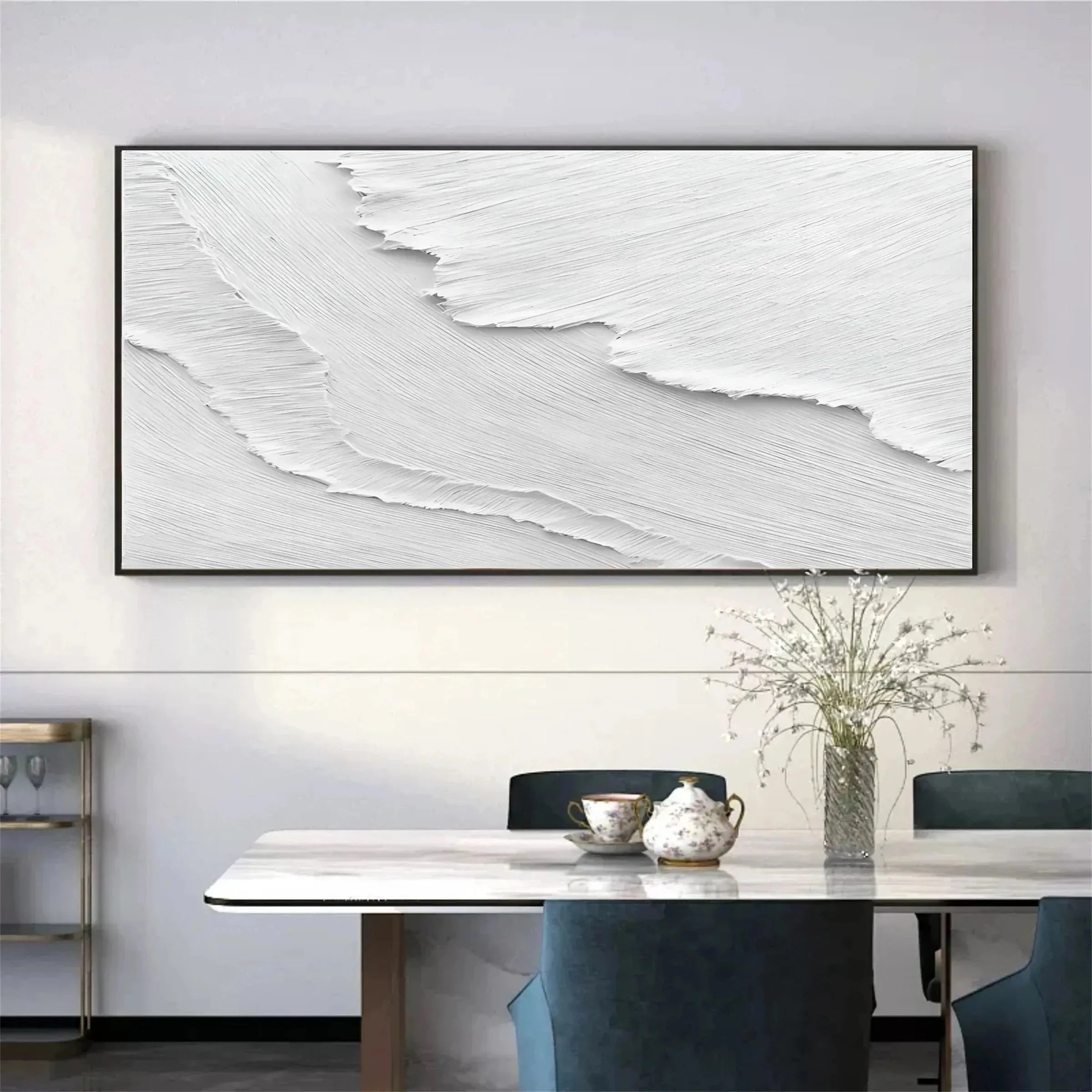 White Minimalist Textured Canvas #MT055